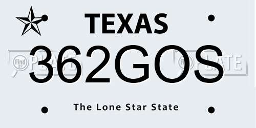 362GOS Texas License Plate