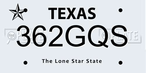 362GQS Texas License Plate