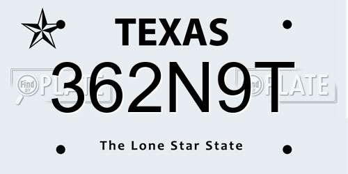 362N9T Texas License Plate