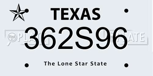 362S96 Texas License Plate