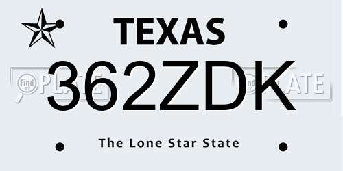 362ZDK Texas License Plate