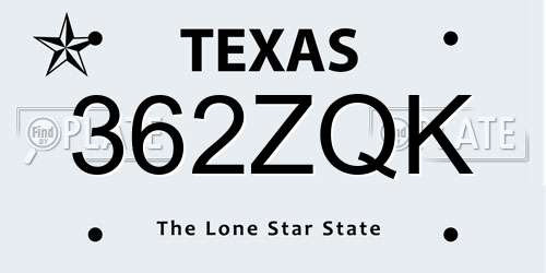 362ZQK Texas License Plate