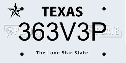 363V3P Texas License Plate