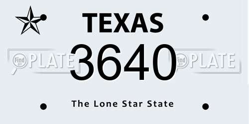 3640 Texas License Plate