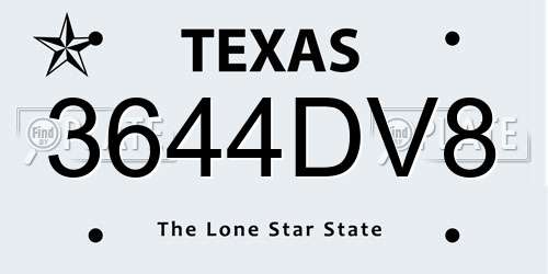3644DV8 Texas License Plate