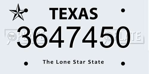 3647450 Texas License Plate
