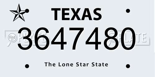 3647480 Texas License Plate