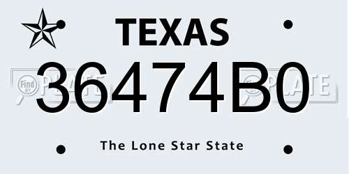 36474B0 Texas License Plate