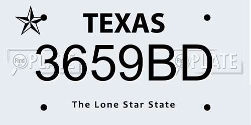 3659BD Texas License Plate