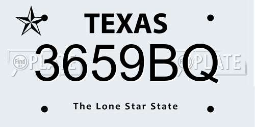 3659BQ Texas License Plate