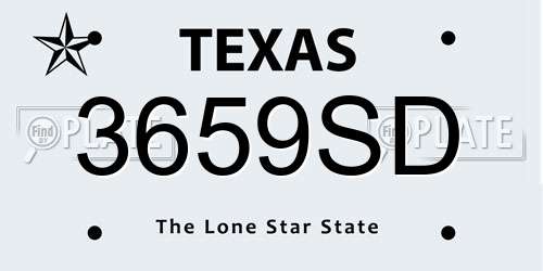 3659SD Texas License Plate