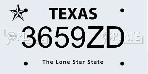 3659ZD Texas License Plate