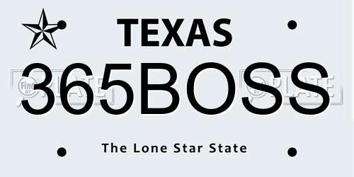 365BOSS Texas License Plate
