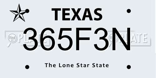 365F3N Texas License Plate