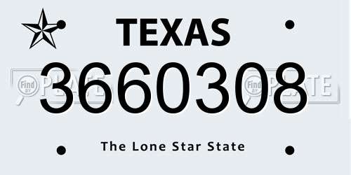 3660308 Texas License Plate