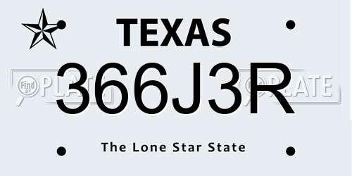 366J3R Texas License Plate