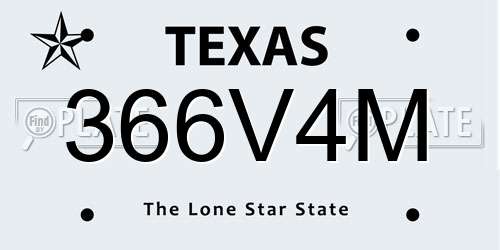 366V4M Texas License Plate