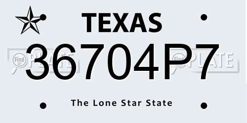36704P7 Texas License Plate