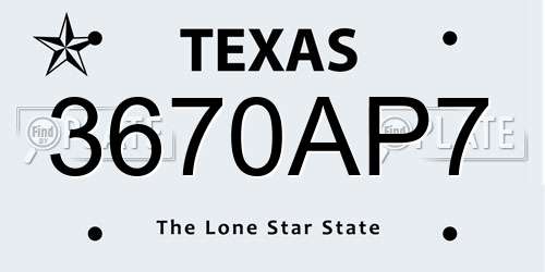 3670AP7 Texas License Plate