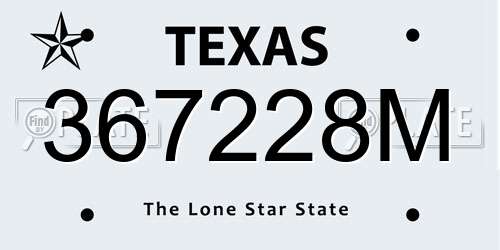 367228M Texas License Plate