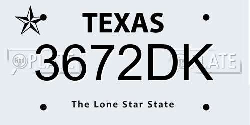 3672DK Texas License Plate