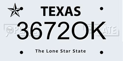 3672OK Texas License Plate