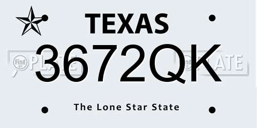 3672QK Texas License Plate