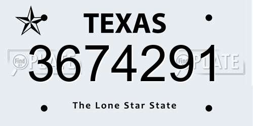 3674291 Texas License Plate