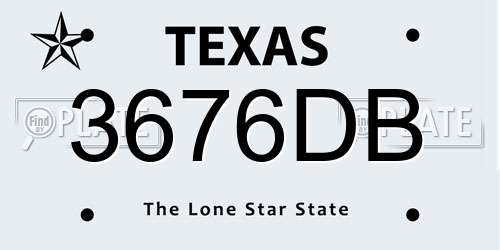 3676DB Texas License Plate