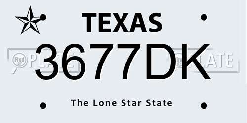 3677DK Texas License Plate
