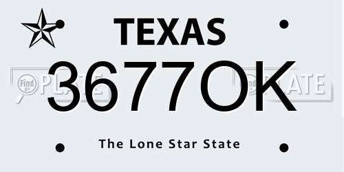 3677OK Texas License Plate