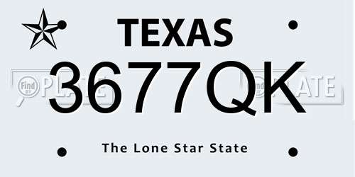 3677QK Texas License Plate