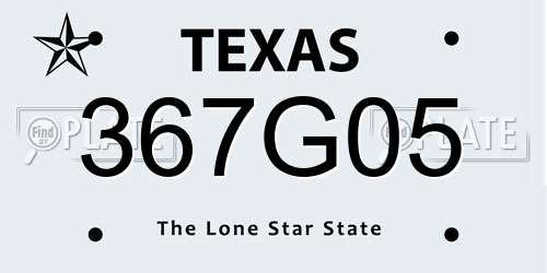 367G05 Texas License Plate