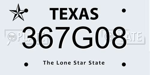 367G08 Texas License Plate