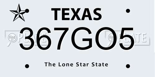 367GO5 Texas License Plate
