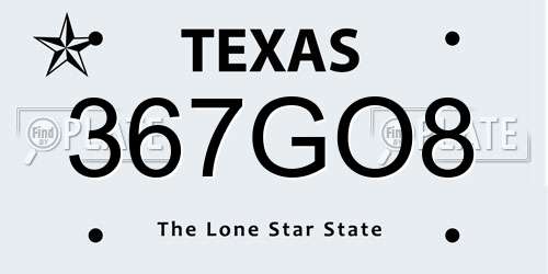 367GO8 Texas License Plate