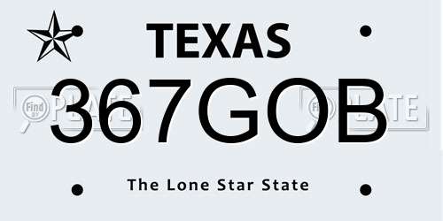 367GOB Texas License Plate