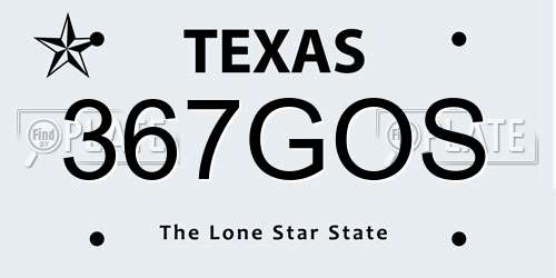 367GOS Texas License Plate