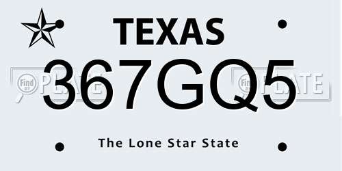 367GQ5 Texas License Plate