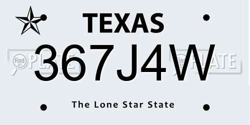 367J4W Texas License Plate
