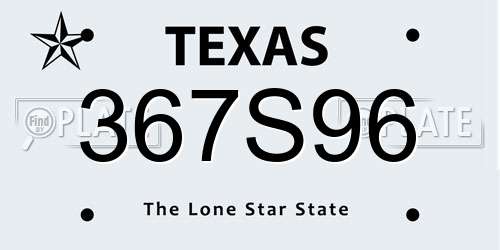 367S96 Texas License Plate
