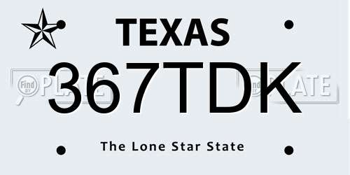 367TDK Texas License Plate