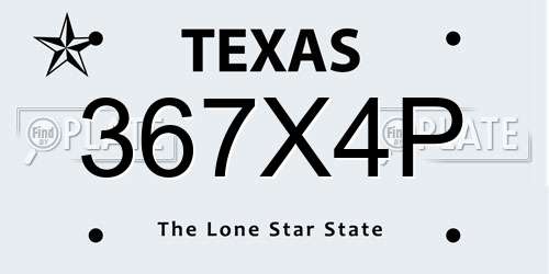 367X4P Texas License Plate