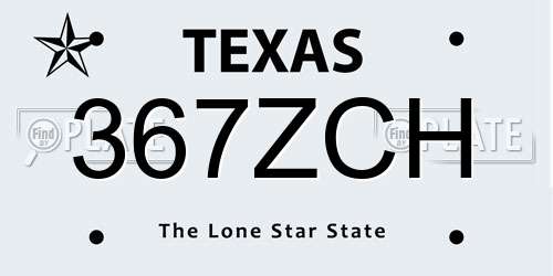 367ZCH Texas License Plate