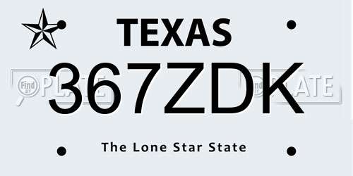 367ZDK Texas License Plate