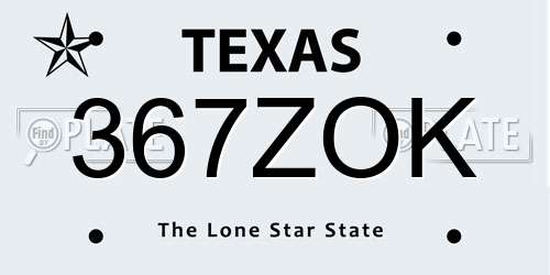 367ZOK Texas License Plate