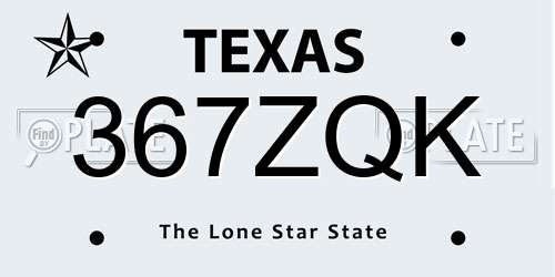 367ZQK Texas License Plate