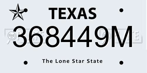 368449M Texas License Plate