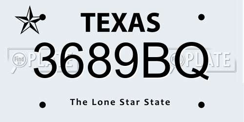 3689BQ Texas License Plate