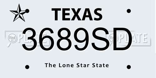 3689SD Texas License Plate